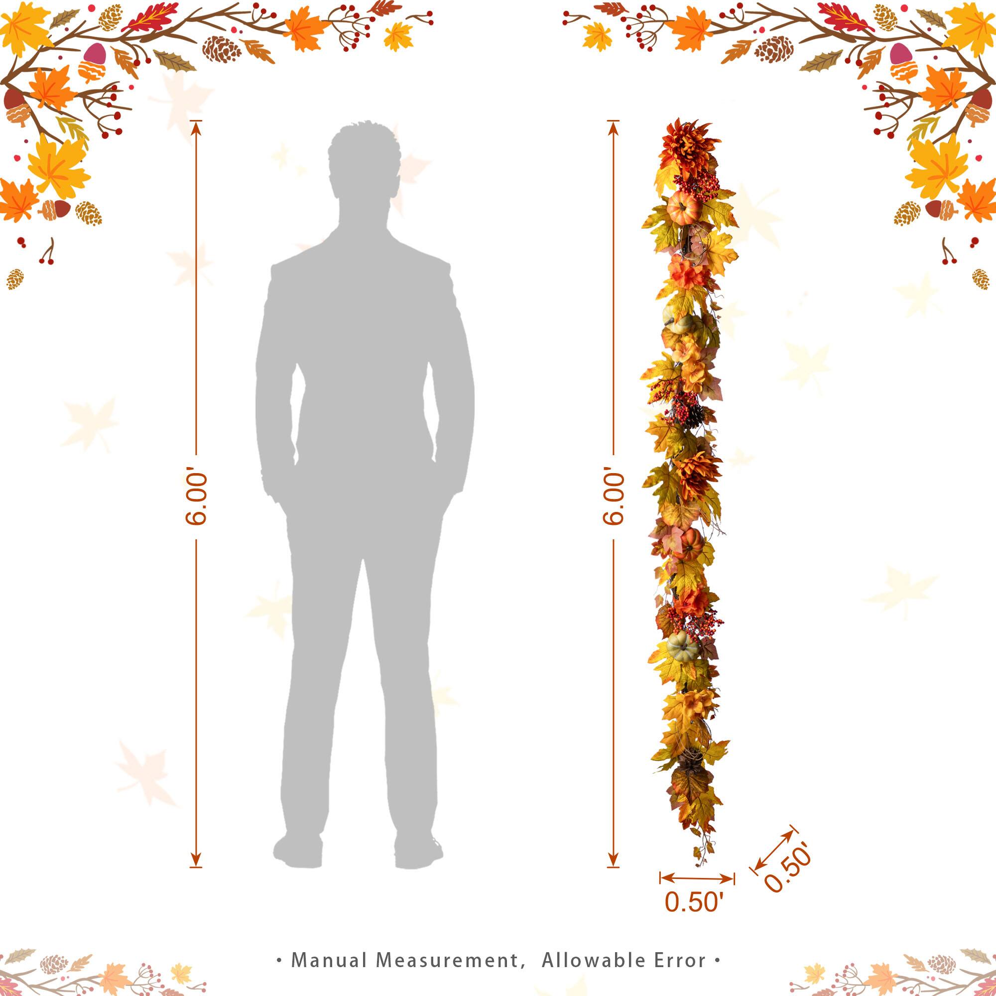 Glitzhome® 72" Fall Dahlia Pumpkin, Leaf and Berry Garland